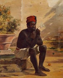 A Nubian Resting On A Staircase, Smoking A Cigarette