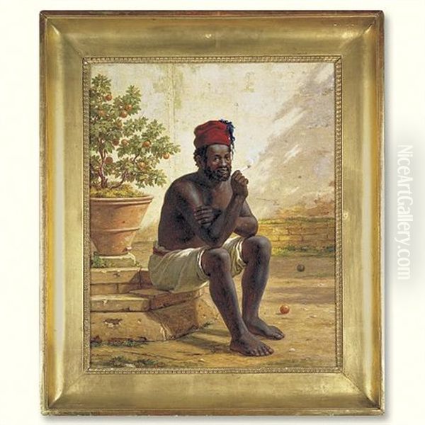 A Seated Nubian Smoking A Cigarette - view 1