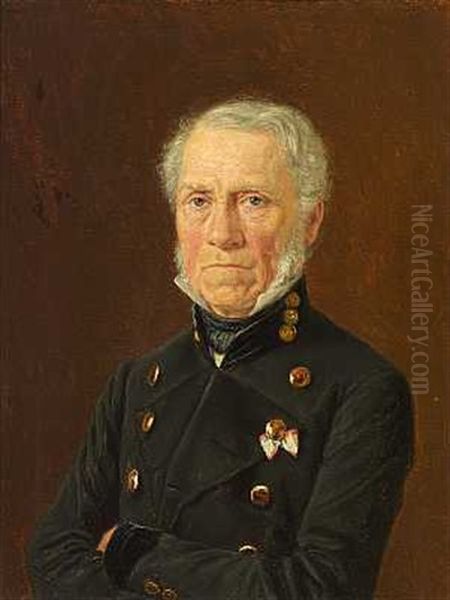 Portraet Af Justitsrad, Toldskriver Christian Frederik Schiott Med Dannebrogsordenens (+ Potraet Af Dennes Hustru Johanne Charlotte; Pair) - view 1