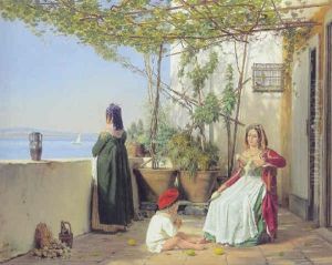 Loggia Fra Procida Med Figurer by Martinus Christian Wesseltoft Rorbye