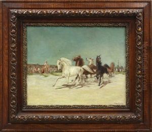 Arabian Scene With Running Heroes by Julius Rorphuro