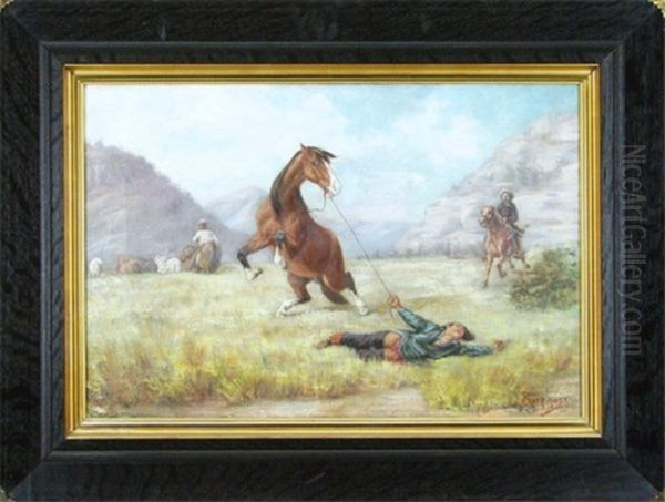 Man Falling From Horse - view 1