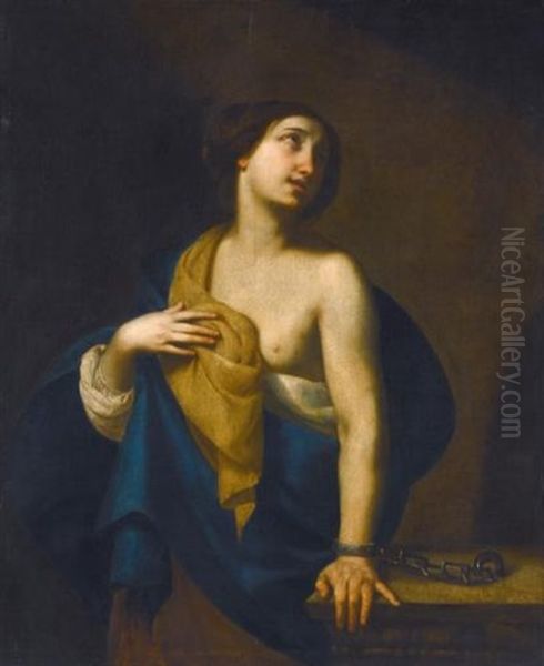 A Female Saint Chained To A Pillar - view 1
