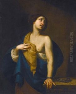 A Female Saint Chained To A Pillar by Francesco de Rosa