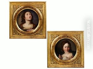Santa Agnese (+ Santa Barbara; Pair) by Francesco de Rosa