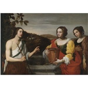 Moses And Zipporah At The Well by Francesco de Rosa
