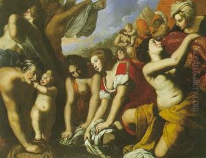 Scene De L'ancien Testament: Moise Et Les Filles De Jethro (?) by Francesco de Rosa
