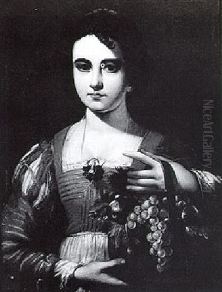 Young Woman Holding A Basket Of Fruit - view 1