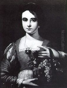 Young Woman Holding A Basket Of Fruit