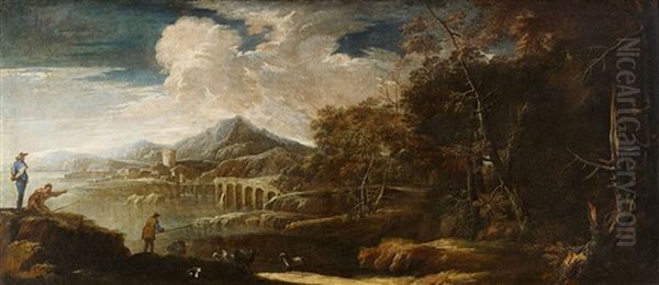 Southern Landscape With Fishermen - view 1