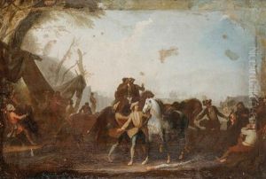 La Halte Au Campement Au Militaire by Salvator Rosa