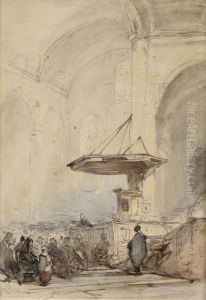 A Pulpit In The Noorderkerk, Hoorn by Johannes Bosboom