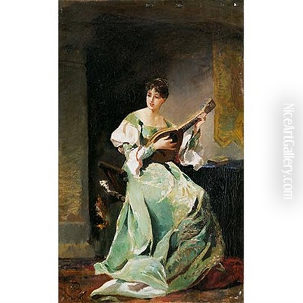 Mujer Con Mandolina - view 1