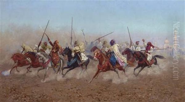 Charging Horsemen Outside The Northern Cemetery, Cairo - view 1