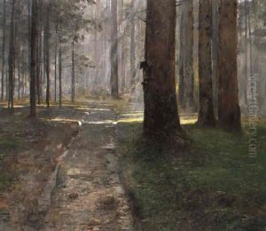 Sonnenstrahlen Im Birkenwald by Ludwig Roesch