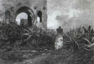 Sudliche Landschaft Mit Kakteen by Ludwig Roesch