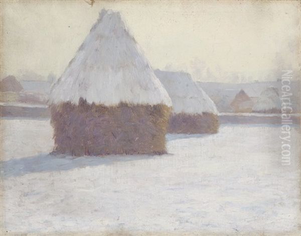 Winter Haystacks At Crecy-en-brie, France - view 1