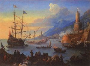 Navires Dans Un Port Mediterraneen Anime De Marchands Et De Pecheurs