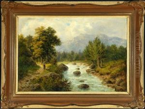 Bauer Auf Waldweg Am Gebirgsbach