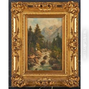 Landscape Paintings Figures (pair)