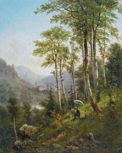 Der Maler In Landschaft - Blick Auf Georgenberg Unter-innthal