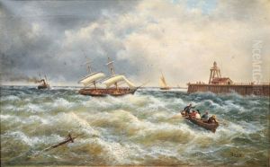 Fisherboat At The Adriatic Seacoast by Julius Rose