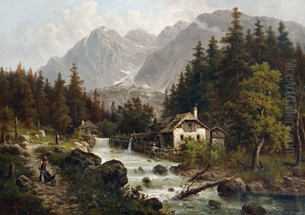 Watermill In An Alpine Landscape - view 1