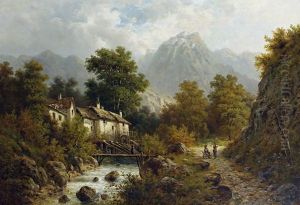 A Watermill At The Foot Of The Austrian Mountains