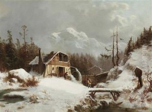 Winterlandschaft Mit Schmiede