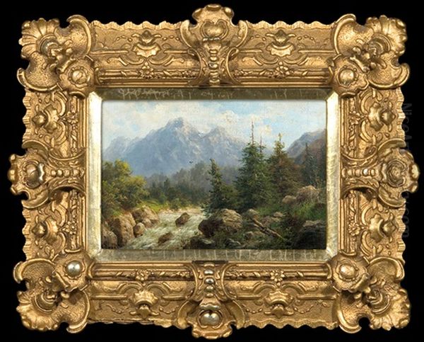 Mountain Landscape With Rushing Torrents - view 1