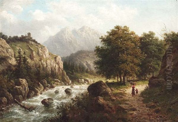 Weg An Wildbach Im Gebirge - view 1