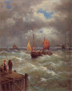 Einlaufendes Fischerboot Vor Dem Sturm by Julius Rose