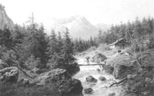 Gebirgslandschaft Mit Blick Auf Den Dachstein by Julius Rose