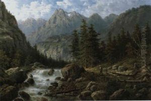 Gosauschlucht Mit Blick Auf Den Donnerkogel, Salzkammergut by Julius Rose
