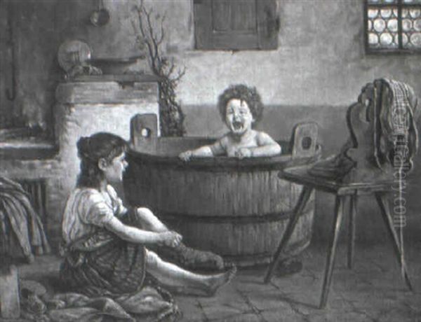 Giving The Child A Bath - view 1
