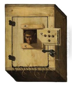 Trompe L'oeil Of A Capuchin Monkey In His Crate (the Cheeky Monkey) by Franz Roesel von Rosenhof