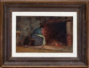 African American Woman Tending The Hearth by Harry Herman Roseland