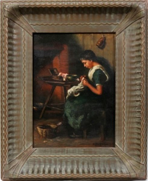 Girl Sewing - view 1