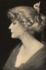 Portrait Of A Young Blonde Woman In A Red Dress Portrait Of A Young Blonde Woman In A Red Dress