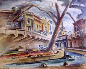 Impressionist Urban Landscape With Figure by Charles Rosen