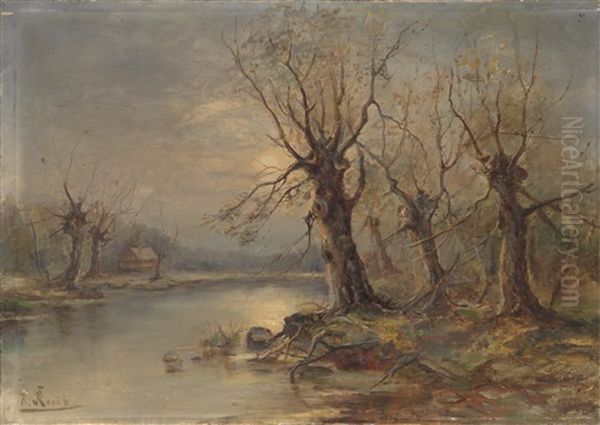 River Landscape With A Hut - view 1