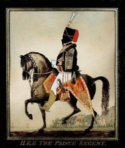 George Iv, When Prince Regent, Wearing The Uniform Of The 10th Light Dragoons (hussars), Scarlet Jacket With Gold Frogging, Fur-trimmed Pelisse, White Breeches, Brown Boots, Sash... by Charles (of Bath) Rosenberg