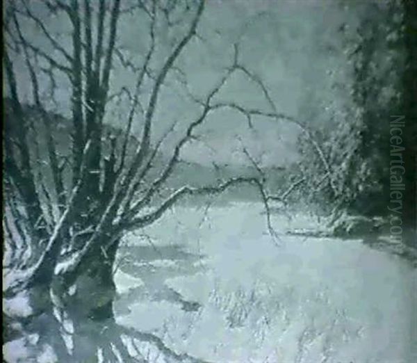 Vintermansken - Landskap Med Trad Vid Vatten - view 1