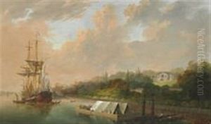 View Of The Elbe With The Country House Abbema by Friedrich Rosenberg