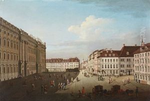 A View Of Berlin Palace Square Seen From The West by Johann (Jean Georg) Rosenberg