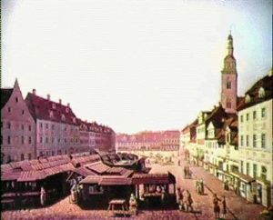Vue Du Marche Neuf Et De L'eglise Sainte-marie A Berlin by Johann (Jean Georg) Rosenberg