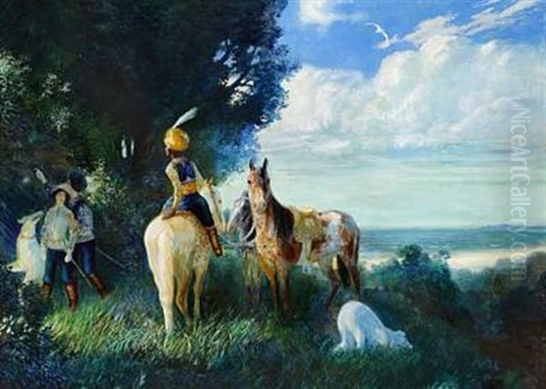 A Hunting Party In Oriental Dress Is Taking A Rest - view 1