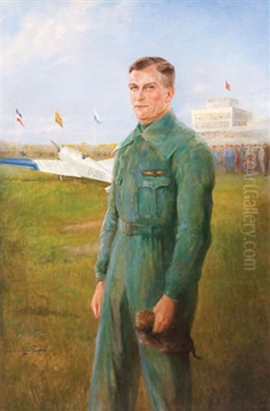 Portrait Of A German Aerobatic Champion Wilhem Stor - view 1