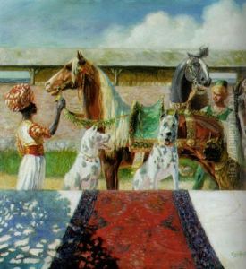 Das Prachtvoll Geschmuckte Pferd Des Sultans Wird Vorgefuhrt by Eugen Ritter von Rosenfeld
