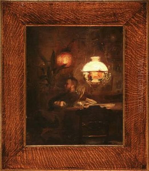 The Danish Painter L. A. Ring Visiting The Artist Father, Vilhelm Rosenstand - view 1